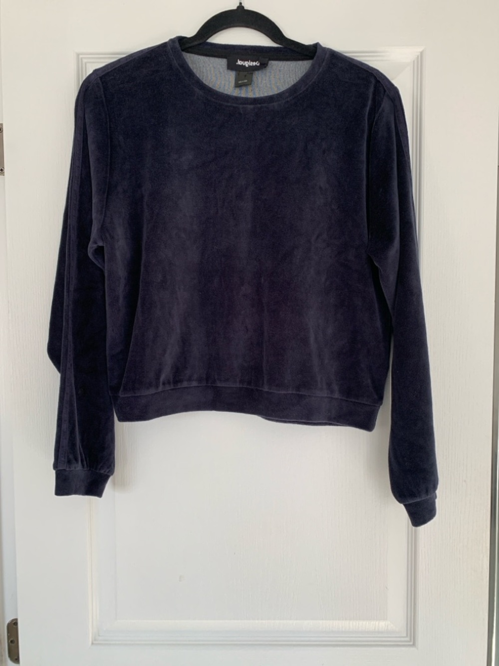 Desigual Navy Velour Crewneck Top